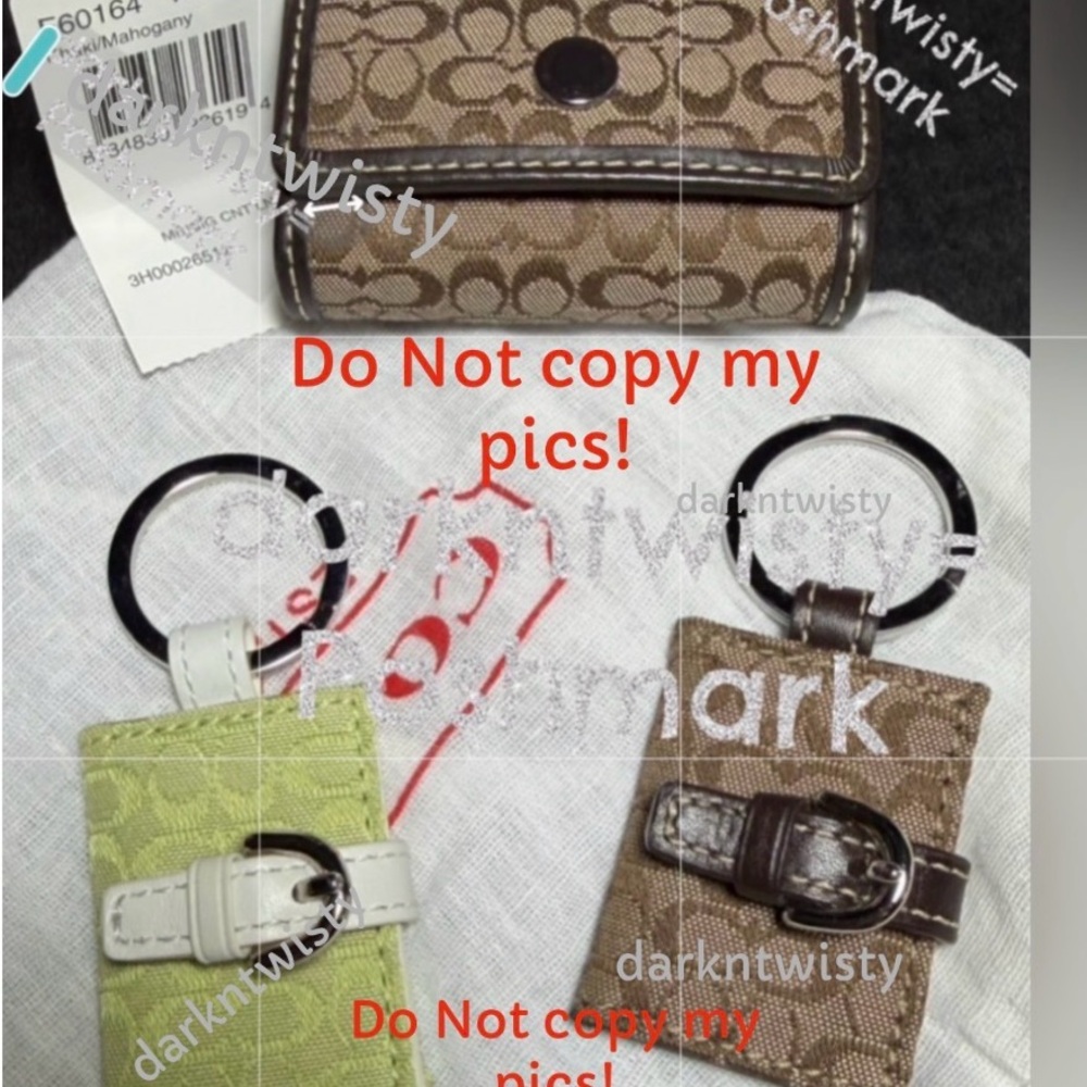 1 BNWT COACH SIGNATURE Contact Case, 2 BNWOT BAG CHARMS PHOTO FRAMES RECEIPT - Picture 3 of 10